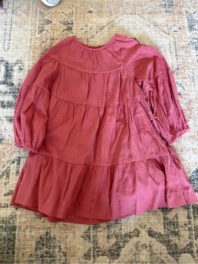 Zara Girls Rose Tiered Long Sleeve Dress